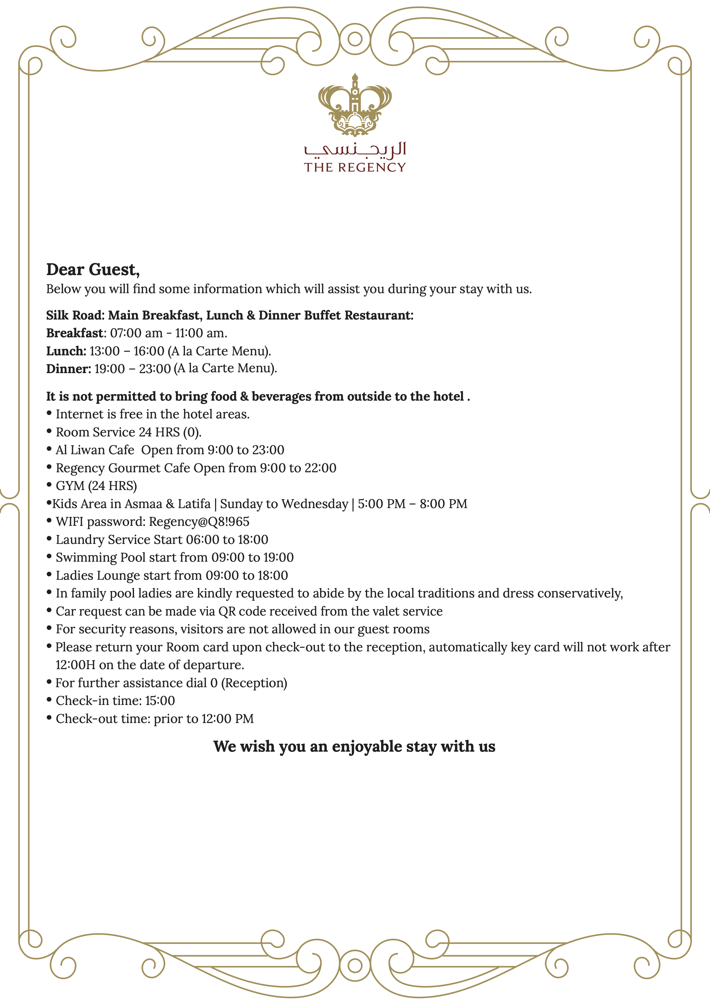 Welcome Letter - English